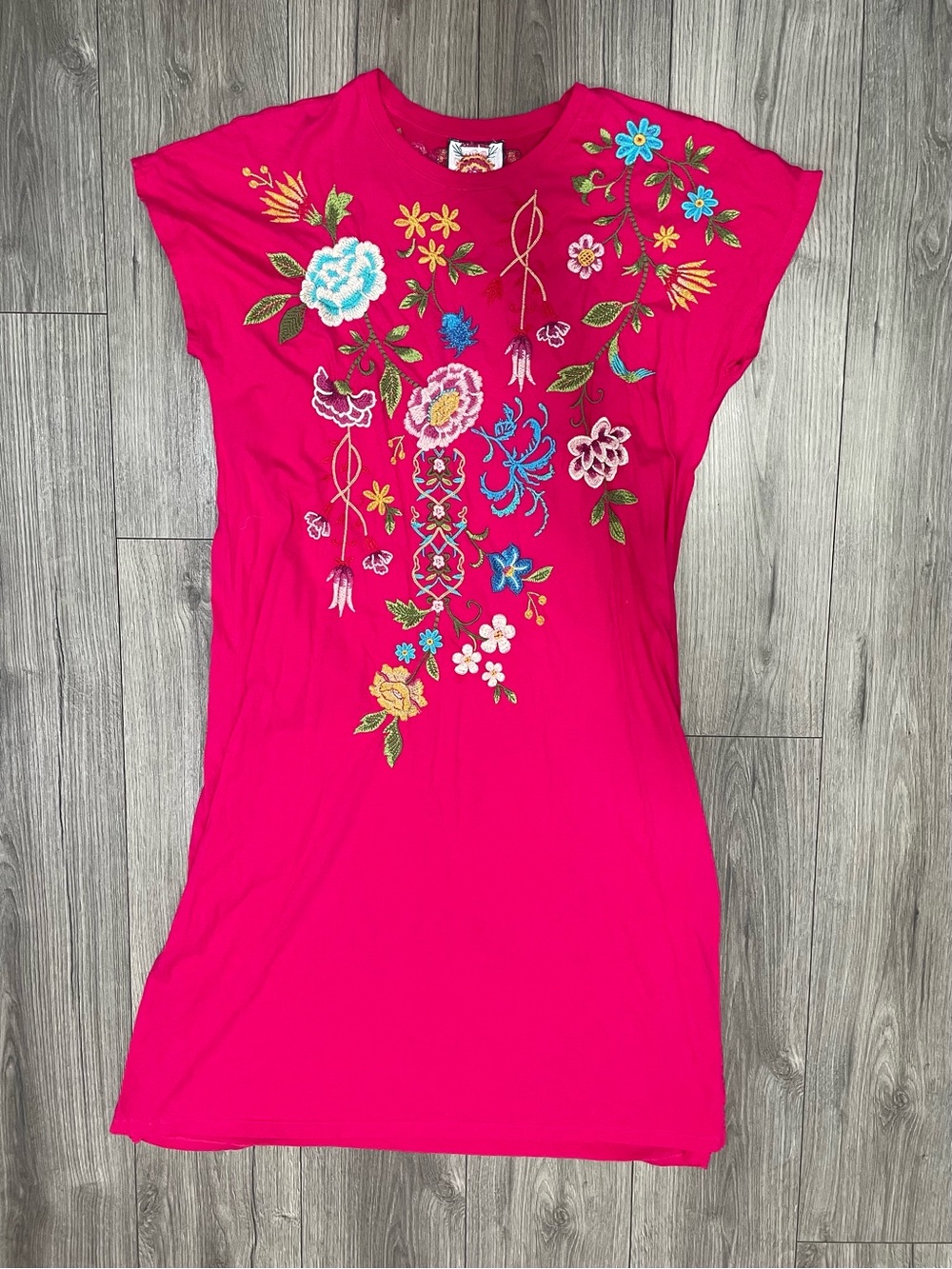 Johnny Was Fuchsia Embroidered SHERI RELAXED KNIT DRESS Maxi L - Picture 2 of 6